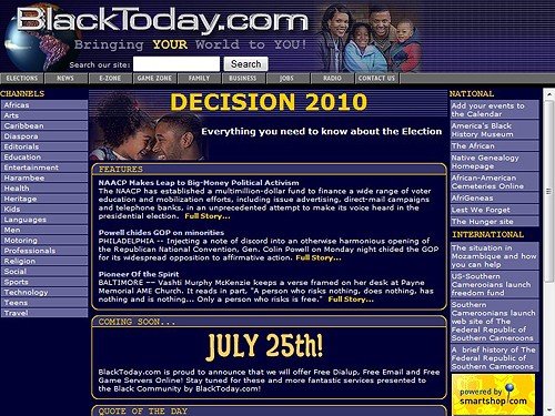 High profile US-based database-driven site aimed at African-Americans of all ages and from all backgrounds.
